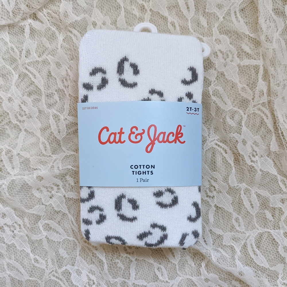 NWT Cat + Jack Leopard Cotton Tights 2T-3T